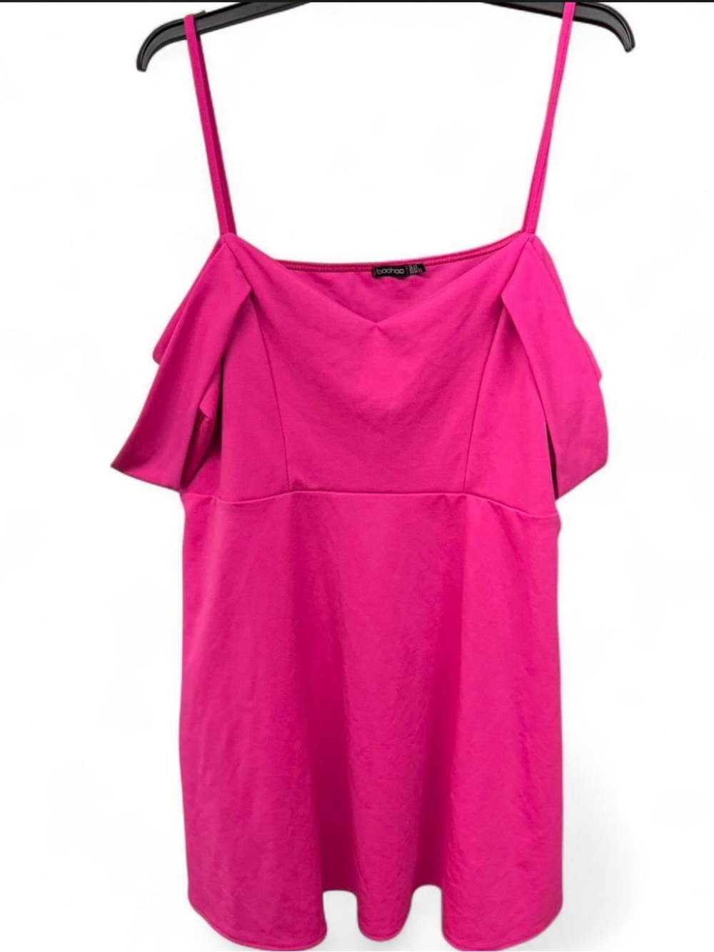 ***boohoo Hot Pink Cold Shoulder Dress Size US 24 Plus Cami Straps - Picture 2 of 7